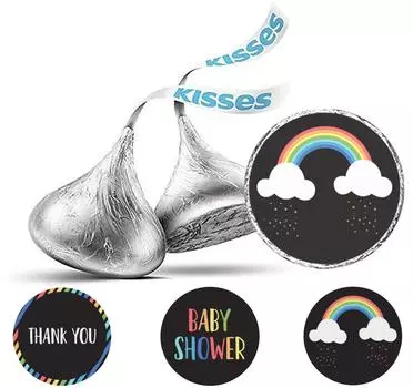 Коллекция вечеринок Inkdotpot Boy Girl Baby Shower, упаковка из 190 наклеек для шоколадных этикеток Kisses, самодельные наклейки для вечеринки Kiss 3x2 Inch белый