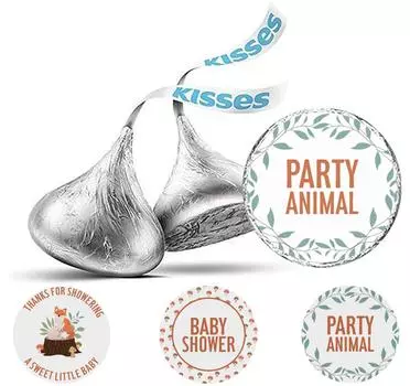 Коллекция вечеринок Inkdotpot Boy Girl Baby Shower, упаковка из 190 наклеек для шоколадных этикеток Kisses, самодельные наклейки для вечеринки Kiss 3x2 Inch белый