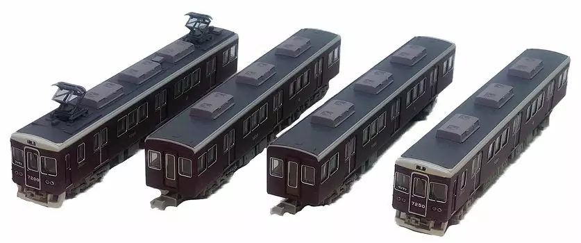 Коллекция железных дорог Tomytec Nose Electric Railway 7200 series, набор из 4 вагонов