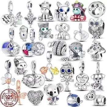 Коллекция животных, подвески из стерлингового серебра 925 пробы, подвеска в виде обезьяны, подходит для оригинального браслета, изготовление ювелирных изделий своими руками для женщин