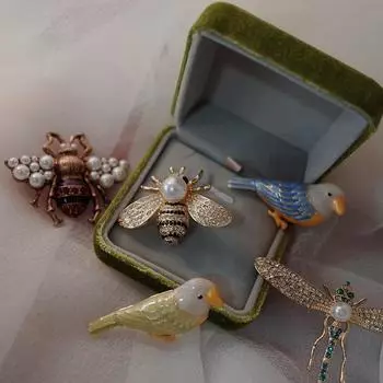 [Коллекция животных] Винтажная эмалевая краска Пчела Стрекоза Брошь Аксессуары для вечеринки
