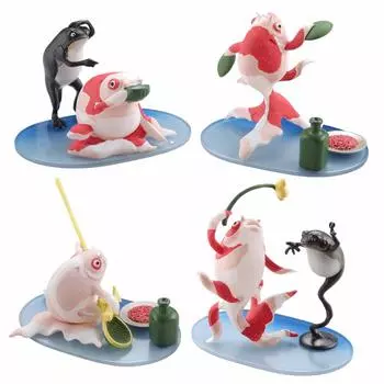 Коллекция золотых рыбок Kaiyodo miniQ Kuniyoshi no 1BOX «Сакэ Дзасики» Утагавы (6 шт.)