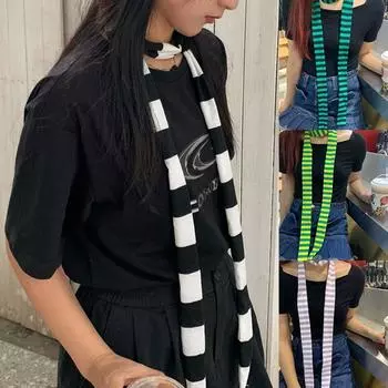 Коллокация Одежда Аксессуары Y2K Полосатый шарф Допамин Стиль Шаль Длинные шарфы Наружная одежда E