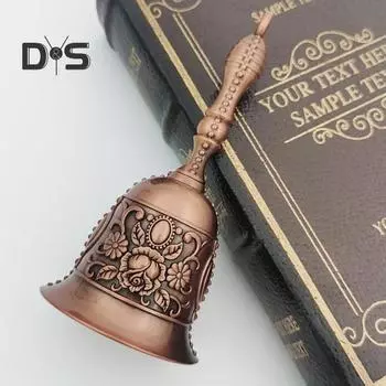 Колокольчик из медного сплава, резной ретро-колокольчик с нескользящей ручкой, многофункциональный колокольчик для класса, свадьбы, пожилых людей, у кровати B