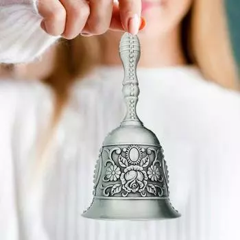 Колокольчик из медного сплава Yousheng, ретро-колокольчик с резьбой и нескользящей ручкой, многофункциональный колокольчик для класса, свадьбы, пожилых людей, у кровати E