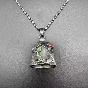 Колокольчик на удачу для верховой езды, байкерский колокольчик-хранитель, титановый стальной колокольчик с гравировкой в виде розы