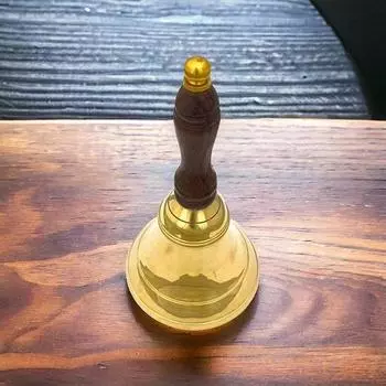 Колокольчик ручной работы из латуни с деревянной ручкой, декор, праздничный рождественский подарок