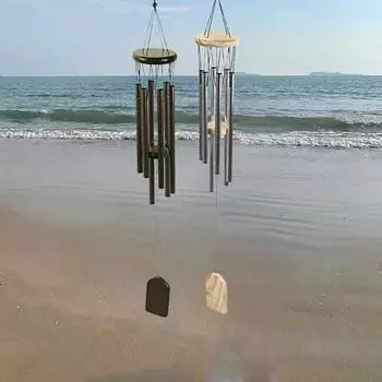 Колокольчик ветра, приятный хрустящий звук, легко повесить, 6 алюминиевых трубок, подвесной колокольчик, домашний декор