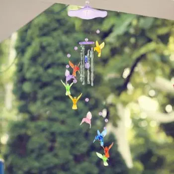 Колокольчик ветра с круглым кольцом, мобильный, легкий, креативный, романтический, птичий колокольчик для детской комнаты синий