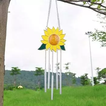 Колокольчик ветра с устойчивым к погодным условиям ремешком Легко повесить Нержавеющий кулон в виде капли с прозрачным звуком Цветочный колокольчик ветра