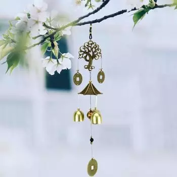 Колокольчик ветра в ретро-форме, античный стиль, настенное денежное дерево, подвесной металлический колокольчик для заднего двора, украшение для дома