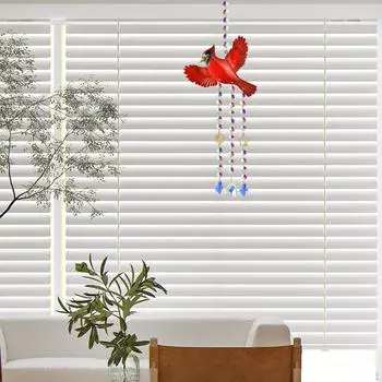 Колокольчик ветра в виде птицы-кардинала 60 см, подвесной декор со стеклянными подвесками для сада Style A
