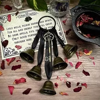 Колокольчик Witch s Delight, очаровательный колдовской декор, настенная ручка для двери, украшение для защиты колокольчиков ветра, викканский оккультный подарок