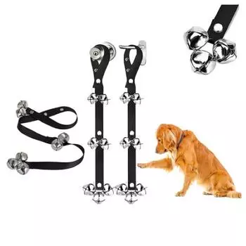 Колокольчики для щенков Дверные звонки для собак для дверной ручки Приучение к горшку На улице Колокольчики для собак для щенков Домашняя кошка Премиальное качество - 2 защелки для длины 7 Bells чёрный