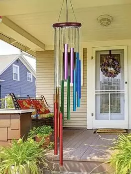 Колокольчики для улицы, 55 см, металлические, для улицы, с 12 красочными трубками из алюминиевого сплава, глубокий тон, успокаивающий звук, патио, крыльцо, украшение для заднего двора разноцветный