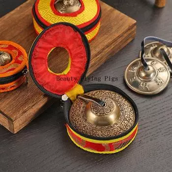 Колокольчики ручной работы из меди Тингша Непальские тарелки Звонкий колокольчик с сумкой Ретро тибетские колокольчики Йога Медитация Пробуждение Ударные Подарки