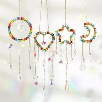 Колокольчики со звездами и луной, украшения для окон, стен, садов, хрустальный шар в форме сердца, украшения для дома