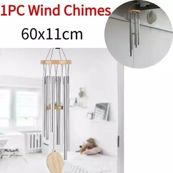 Колокольчики удачи, подвеска в виде колокольчика из 6 трубок для украшения дома, чистый и элегантный звук, подходит для использования в помещении и на улице