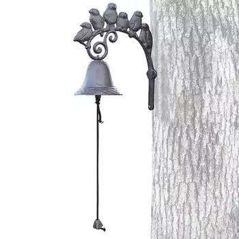 Колокол для ужина в фермерском доме, чугунный настенный колокол для церкви, настенный колокольчик для парадных ворот, декоративные колокольчики для акцента на ферме с 6 птицами, большие и серый