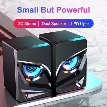 Колонки для ПК с возможностью подключения Bluetooth — проводное питание от USB, красочная светодиодная подсветка, улучшенный объемный звук для настольных компьютеров Standard чёрный