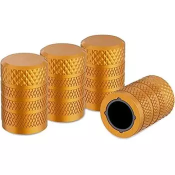 Колпачки для клапанов шин, золото, 4 шт./упак., набор крышек для клапанов из анодированного алюминия, устойчивые к коррозии, универсальные колпачки для клапанов для автомобилей, грузовиков, мотоциклов, внедорожников и велосипедов 12x5x2cm