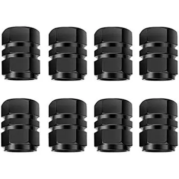 Колпачки для шинных клапанов [8 шт.] Алюминиевый автомобильный пылезащитный чехол Автомобильный маркер для шин с шестигранным шарниром Универсальный шинный клапан(черный) 11x9x1cm