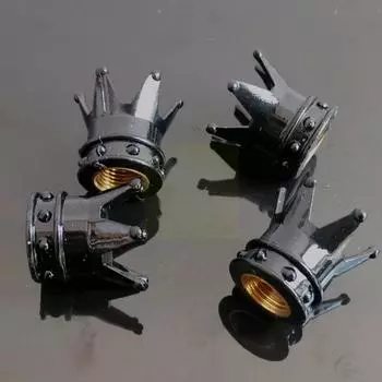 Колпачки для вентилей колесных шин, серебряная корона, черная алмазная пыль, воздух Q6H1, колпачки для выноса руля для велосипеда, мотоцикла, грузовика, крышка клапана шины Ca L9N5 чёрный