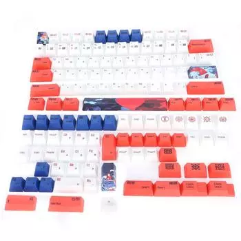 Колпачки клавиш PBT 134 клавиши в английском стиле с элементами рисунка животных для универсальной игровой клавиатуры ПК, красный