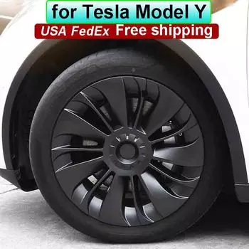 Колпачок ступицы колеса для Tesla Model Y Колпаки ступицы колеса 19 дюймов Полная защитная крышка Замена ModelY 2022 Аксессуары матовый черный
