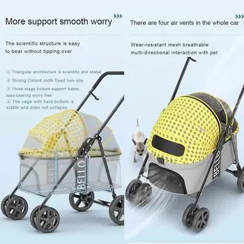 Коляска для домашних животных, легкая складная, универсальная, на колесах, для кошек и собак, дорожная, дышащая, коляска для домашних животных, уличная коляска для маленьких и средних домашних животных