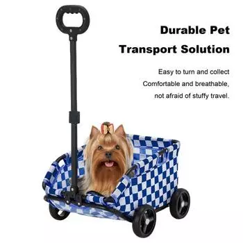 Коляска для домашних животных, тележка для собак, 4 колеса, складная коляска для маленьких собак и кошек, тележка для путешествий, покупок, прогулок, игр чёрный