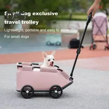 Коляска для домашних животных, тележка для собак, 4 колеса, складная коляска для маленьких собак и кошек, тележка для путешествий, покупок, прогулок, игр чёрный