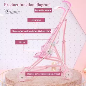 Коляска для кукол, игрушка для малышей, складная коляска для кукол, реалистичная, безопасная, обучающая игрушка, развивающая воображение для девочек, подарок для девочек 3, 4, 5 лет розовый