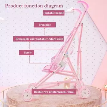 Коляска для кукол, игрушка для малышей, складная коляска для кукол, реалистичная, безопасная, обучающая игрушка, развивающая воображение для девочек, подарок для девочек 3, 4, 5 лет розовый