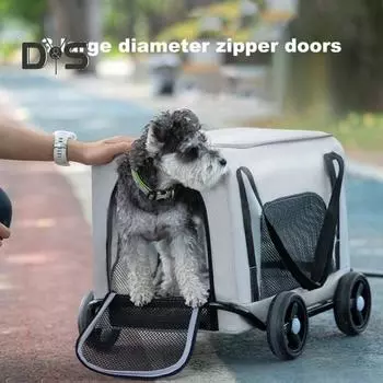 Коляска для собак 4-колесная коляска для домашних животных с вращающейся на 360° выдвижной ручкой вентилируемая сумка для домашних животных складная коляска для собак кошек чёрный