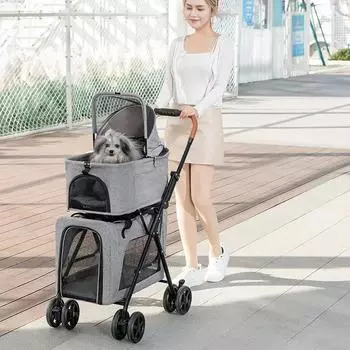 Коляски для домашних животных на открытом воздухе, легкие, складные, двухслойные, чехол для перевозки домашних животных, коляска для собак и кошек, переносная коляска для щенков и кошек, клетка для кошек