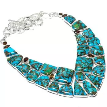 Колючая устрица бирюзовый, дымчатый кварц драгоценный камень 925 серебряное ювелирное ожерелье 18 дюймов JCN484-147