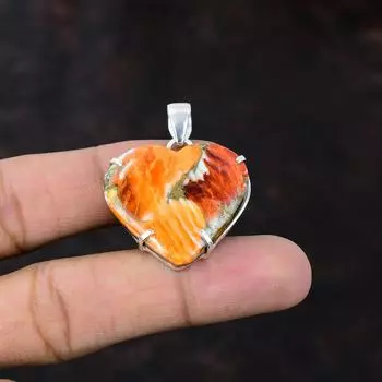 Колючая устрица, медная бирюзовая подвеска, подвеска из стерлингового серебра 925 пробы, драгоценный камень, ювелирные изделия ручной работы, подвеска в форме сердца, юбилей для подарка, женская подвеска