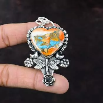 Колючая устрица, медная бирюзовая подвеска, подвеска из стерлингового серебра 925 пробы, удивительные ювелирные изделия из драгоценных камней, подвеска в виде сердца ручной работы для подарка, подвеска в виде стрекозы