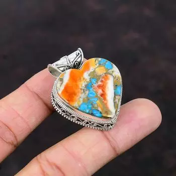 Колючая устрица, медная бирюзовая подвеска, винтажная подвеска, ювелирные изделия ручной работы, подвеска из стерлингового серебра 925 пробы, подвеска из натурального драгоценного камня, подарок на годовщину