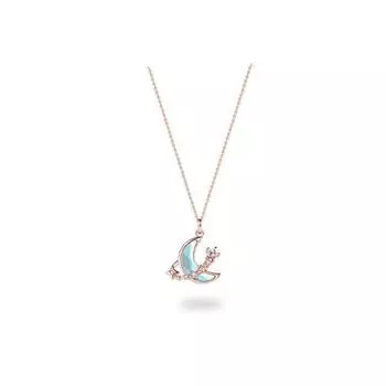 Колыбельное ожерелье из розового золота со звездой и луной для женщин, настоящее серебро 925 пробы с лунным камнем, ожерелье на ключицу, модные женские украшения 2022 45cm розового золота