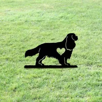 Колышек для сада для собак - металлический знак для двора Iron Art Silhouette | Креативное украшение двора и сада на открытом воздухе для увековечения памяти питомца светло-серый