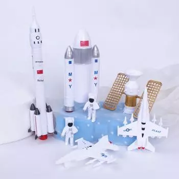Команда космической экспедиции: Украшения для торта из 7 предметов в виде моделей ракет и самолетов 15 cm