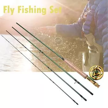 Комбинации для нахлыста, карбоновая удочка для нахлыста, 4 предмета, 9 футов, катушка для нахлыста, 5/6, набор инструментов для нахлыста 5-6 Rod & Reel