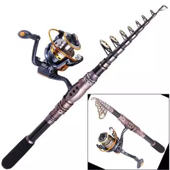 Телескопическая удочка из углеволокна с телескопической катушкой 1.5m Rod&2000Reel