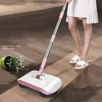 Комбинация метлы и швабры, ручной толкающий совок, набор для уборки дома, волшебная метла для пола, инструменты для уборки дома, подметальная машина розовый