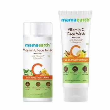 Комбинация сияющей кожи Mamaearth (Витамин С - Средство для умывания лица 100 мл + Тоник 200 мл)