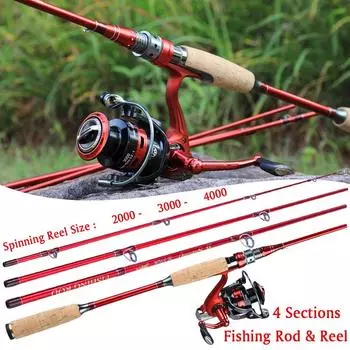 Комбинация спиннинговой удочки и катушки Удочка из углеродного волокна 2,1 м/2,4 м с рыболовной катушкой 2000-4000
