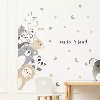 Комбинация животных с мультяшными рисунками, детская спальня, гостиная, детский сад, украшение на стену, наклейки на стену, украшение комнаты 30x90cm