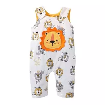 Комбинезон без рукавов с героями мультфильмов для маленьких девочек и мальчиков, хлопковый комбинезон, одежда для детей 0–18 месяцев L/90
